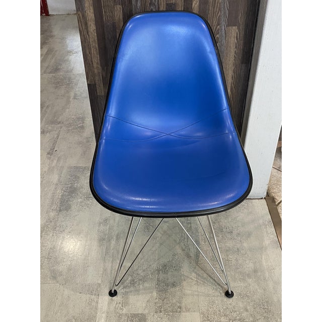 Blue Vintage Blue Vinyl and Fiberglass Chair by Charles and Ray Eames for Herman Miller, 1950s For Sale - Image 8 of 18