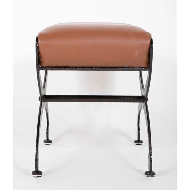 Pair Regency Style Steel Upholstered X-Stools For Sale In New York - Image 6 of 6
