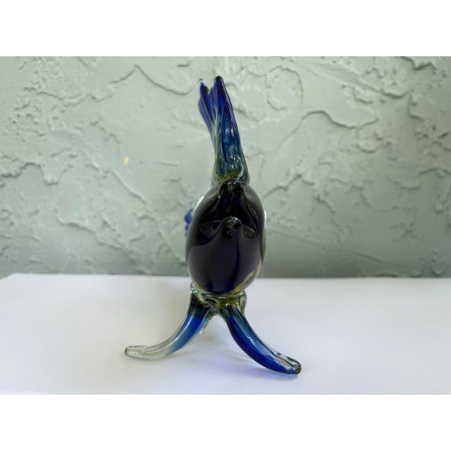 Glass Late 20th Century Handblown Art Glass Tropical Fish Sculpture With Gold Aventurine Inclusions, Cobalt Blue & Yellow For Sale - Image 7 of 10