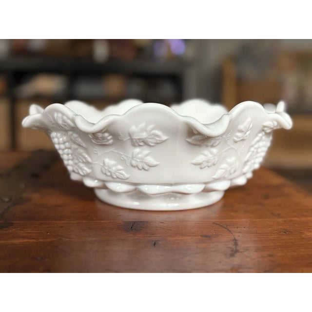 1990s Vintage Mid-Century Modern Westmoreland White Milk Glass 9.5 in Serving Fruit Bowl For Sale - Image 5 of 5