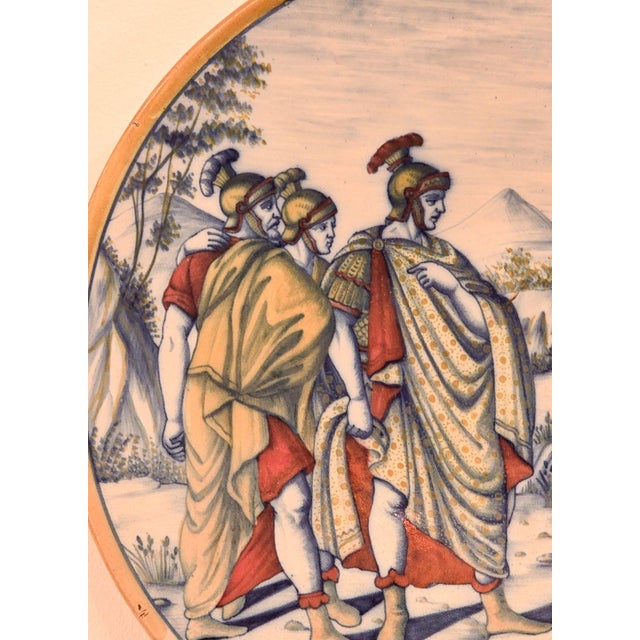 Italian Majolica Plate of Paul and the Soldiers, Italy Circa 1960 For Sale - Image 3 of 6