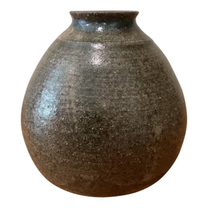 Mid Century Earthy Stoneware Signed Studio Pottery Small Vase