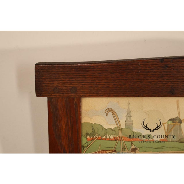 Henri Cassiers Dutch Village Scene Print in Arts & Crafts Oak Frame For Sale - Image 14 of 17