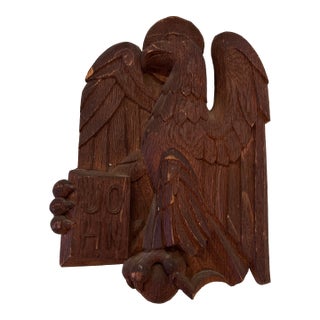 Vintage Carved Wooden Eagle Plaque For Sale