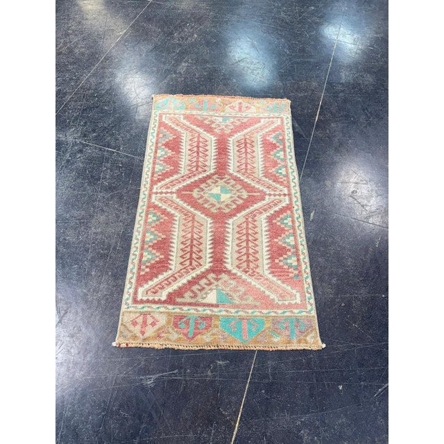 Red Turkish Mini Rug Oriental Hand Knotted Vintage Rug 1'8" x 2'11" #17201 For Sale - Image 8 of 8