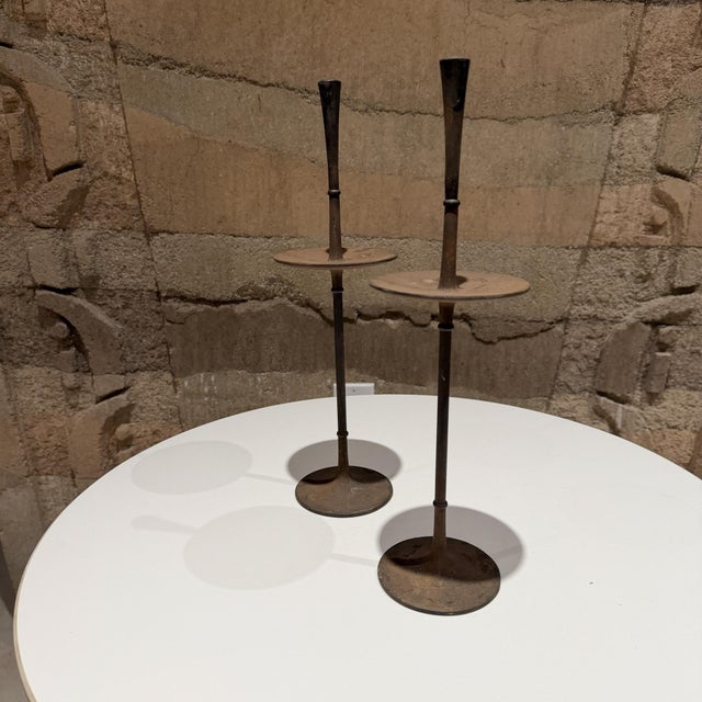 Dansk Cast IronTall Candlestick Holders Jens Quistgaard for Dansk Mid-Century Modern For Sale - Image 4 of 11