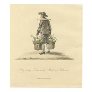 Miss Semple, Boy Selling Flowers in Rotterdam, Daffodil Baskets, 1817, Engraving For Sale