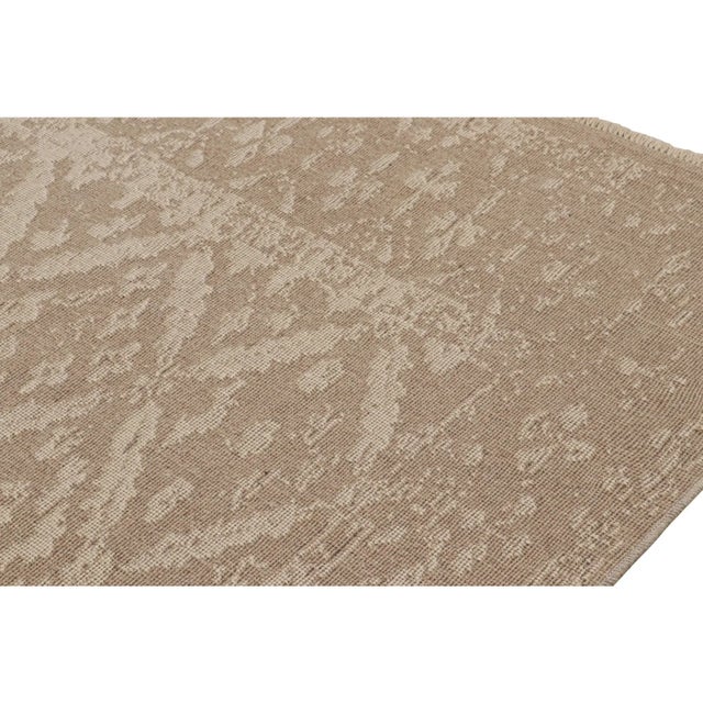Rug & Kilim Rug & Kilim’s Modern Classic Rug in Beige-Brown With Lattice Floral Patterns For Sale - Image 4 of 7