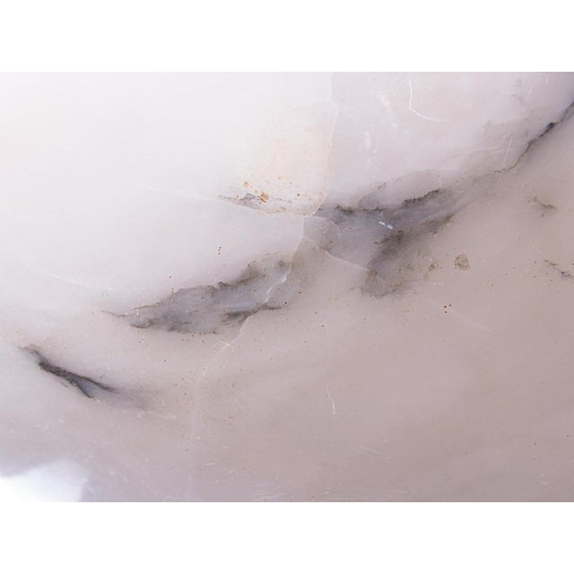 Copper French Art Deco Ceiling Light in Carved Alabaster, 1920s For Sale - Image 8 of 13