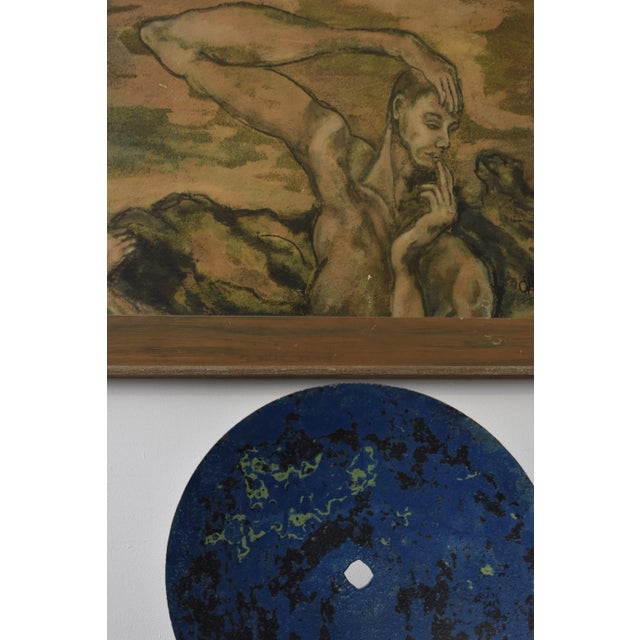 Mid-Century Modern Vintage Gouache on Board Titled, "He," Dated 1969 For Sale - Image 3 of 17