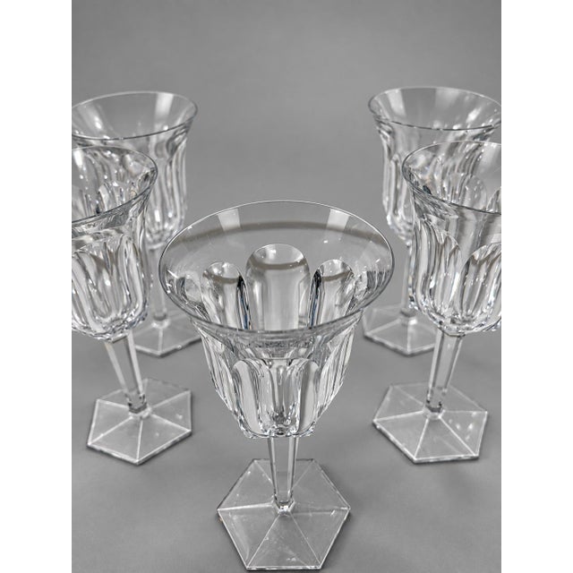 Set of 8, Baccarat France "Malmaison" Pattern Crystal Water Goblets For Sale In Providence - Image 6 of 7