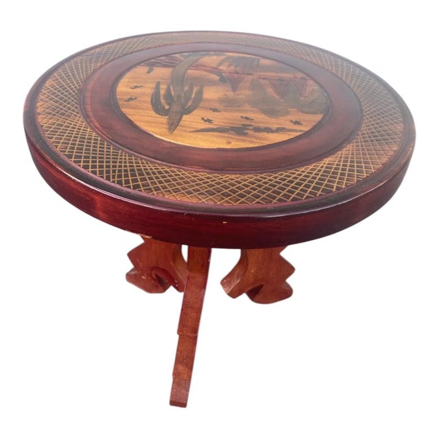 Vintage Hand Carved Wood Pedestal Stand Fiji Island Art Small Accent Table Decor For Sale - Image 4 of 15