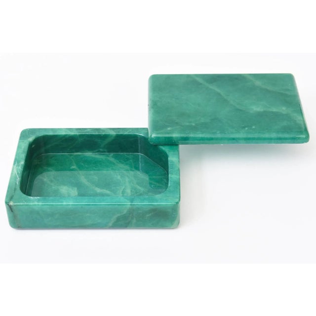 1960s Italian Alabaster Swivel Box Emerald Green 1960's For Sale - Image 5 of 11