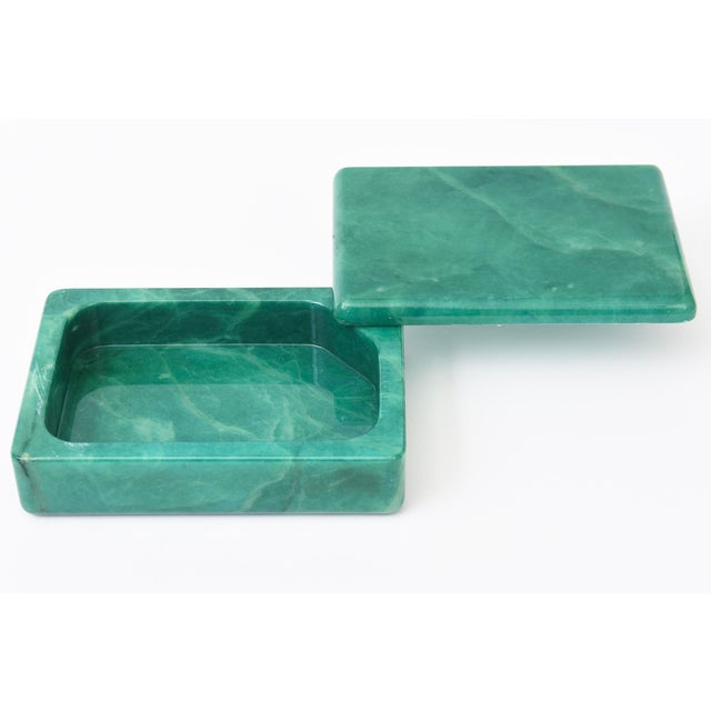 1960s Vintage Italian Alabaster Swivel Box Emerald Green For Sale - Image 5 of 11