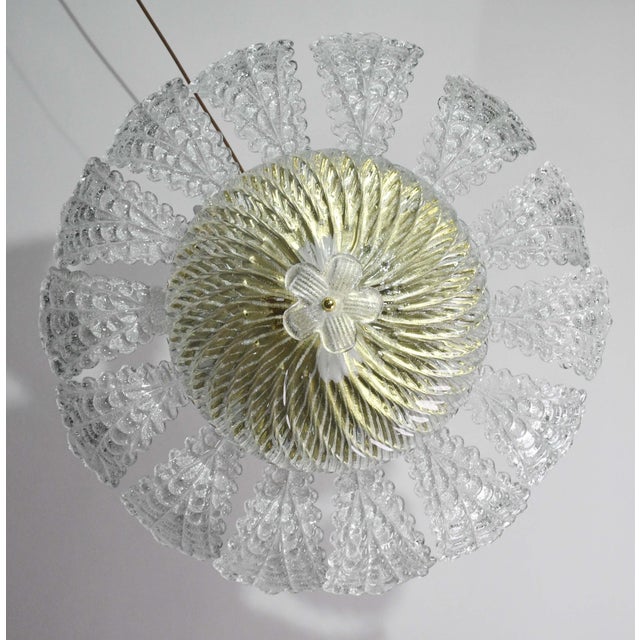 1970s Lovely Transparent Murano Glass Leave Ceiling Light or Chandelier, 1970s For Sale - Image 5 of 14