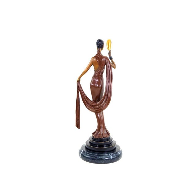 Art Deco Style Sculpture Dancer with Mask, 20th Century, Bronze For Sale - Image 9 of 10