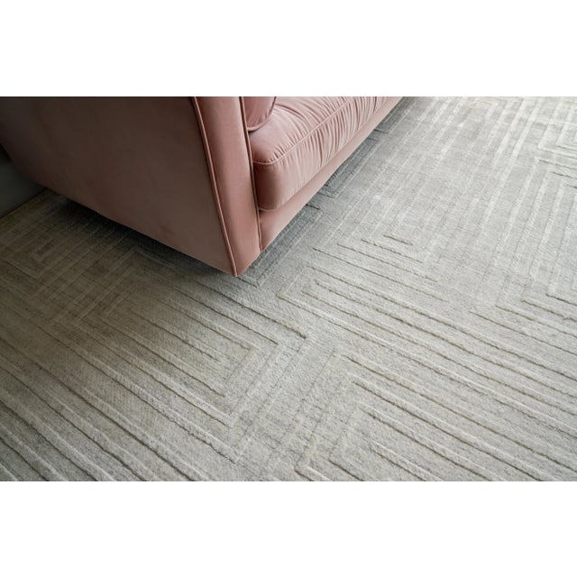 2020s Exquisite Rugs Belnord Handmade Bamboo Silk & Cotton Ivory Rug-12'X15' For Sale - Image 5 of 7