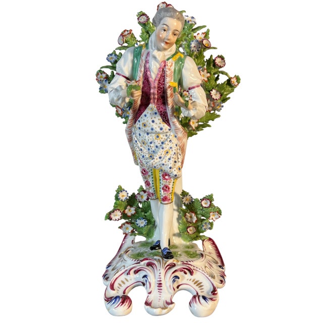 Chelsea Porcelain Antique Edme Samson Chelsea Style Porcelain Gentleman Figurine For Sale - Image 4 of 17