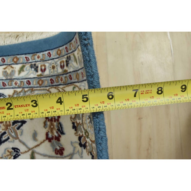 Fine Nain Rug 8'10'' X 12'3'' Blue Wool Traditional Hand-Knotted Oriental Carpet For Sale - Image 13 of 15