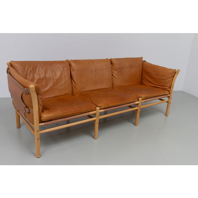 Three-Seater Ilona Safari Sofa in Leather by Arne Norell, Sweden, 1970s For Sale - Image 10 of 18