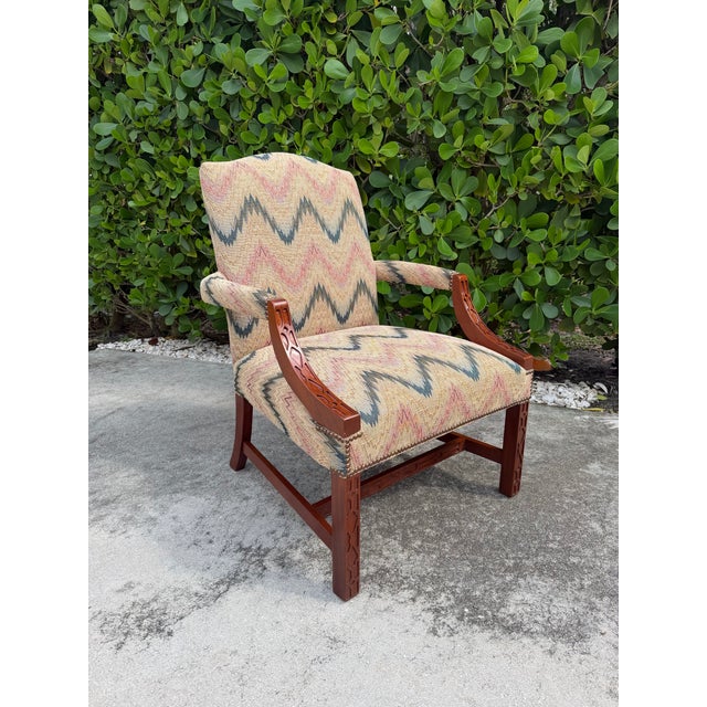 American Vintage American Flamestitch Lounge Chair With Nailhead Trim For Sale - Image 3 of 12