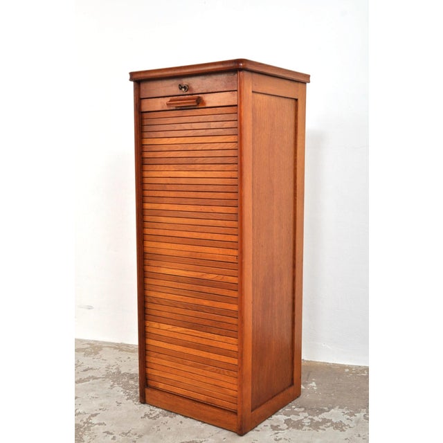 Vintage Roller Door Cabinet in Oak, 1930s For Sale - Image 10 of 10