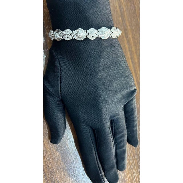 Fancy Floral Unique Link Diamond Pave Statement Unique 14k White Gold Bracelet For Sale - Image 13 of 13