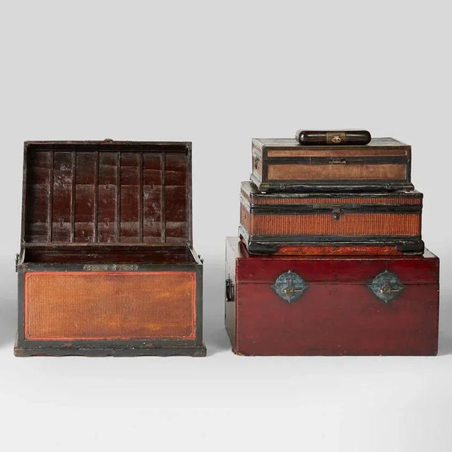 19th Century Chinese Fine Woven Lacquered Trunk For Sale - Image 10 of 11