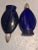 2 ,4oz bourjois perfume vintage blue Cobalt bottles with silver plastic tops that screw on . no chips. are 5.5" tall 1"...