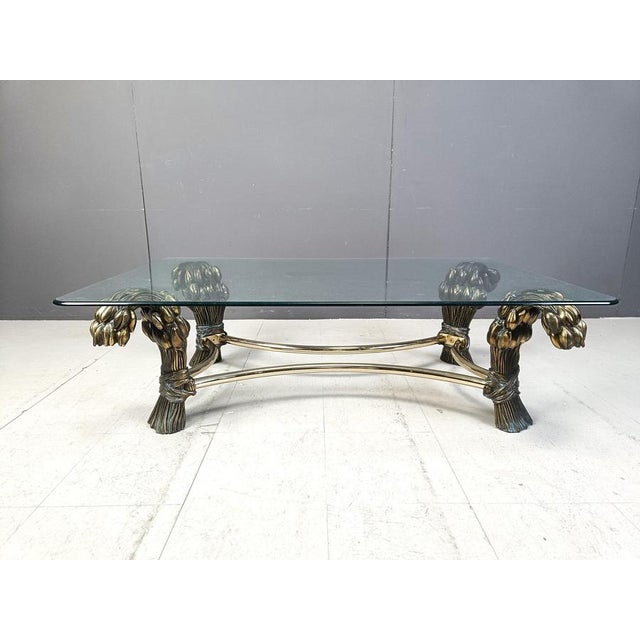 Vintage Brass Flower Coffee Table, 1970s For Sale - Image 4 of 12