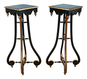 Arts and Crafts Lacquered Pedestal Stands, Set of 2