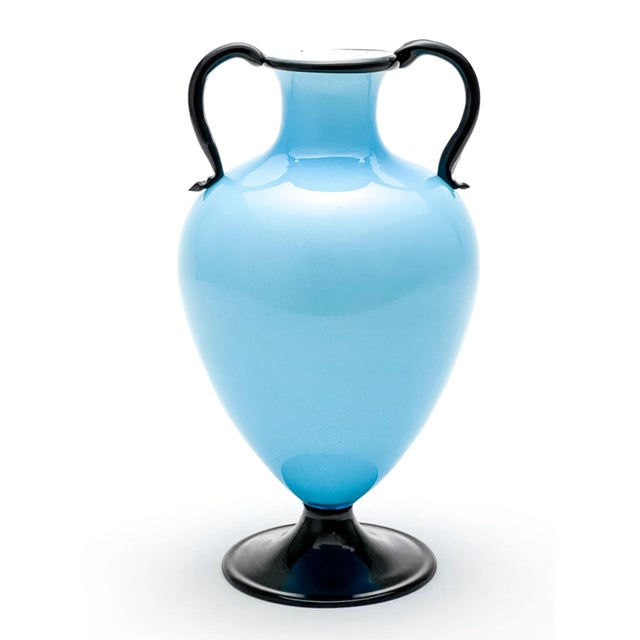 Vintage Murano Blue Incamiciato Glass Vase For Sale In Atlanta - Image 6 of 6