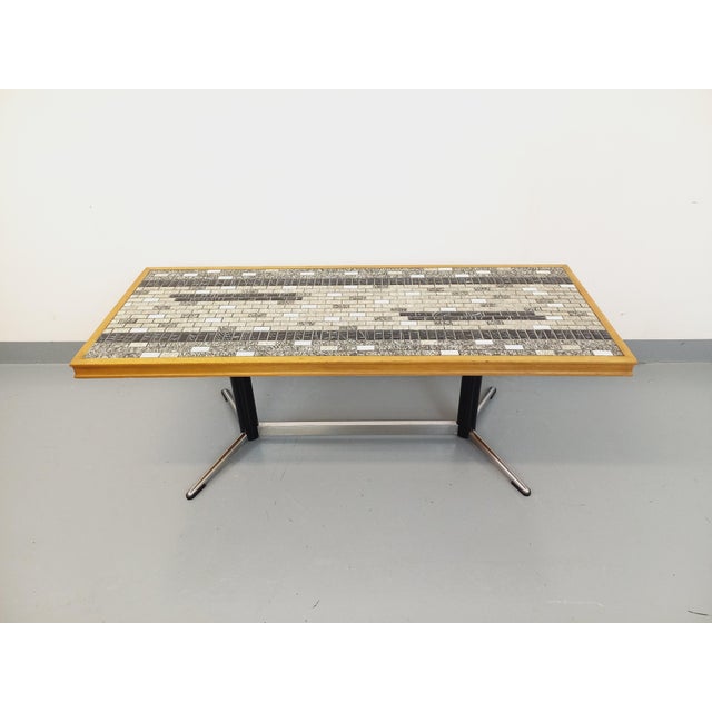 Gray Vintage Coffee Table in Ceramic, Wood and Metal, 1960s For Sale - Image 8 of 16