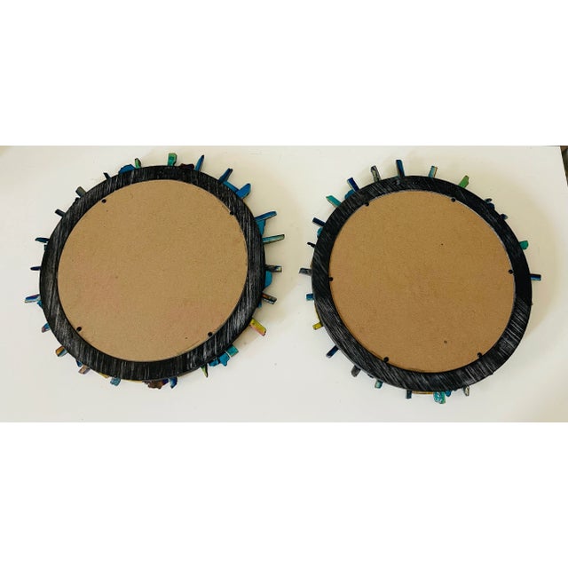 Fab Sunburst Mirrors Line Vautrine Style Agate Stone For Sale - Image 4 of 6