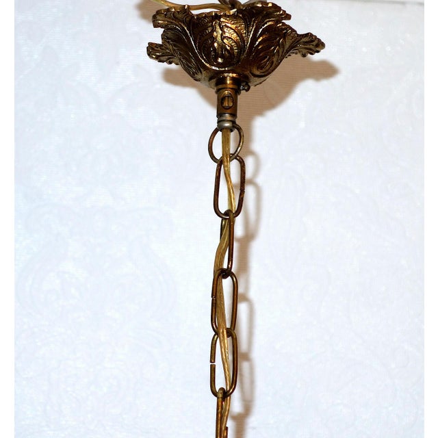 Antique French Brass and Glass Chandelier from Unbekannt, 1930s For Sale - Image 6 of 10