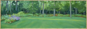 Contemporary Acrylic Plein Air Painting, Backyard in Summer, by Stephen Remick, Framed