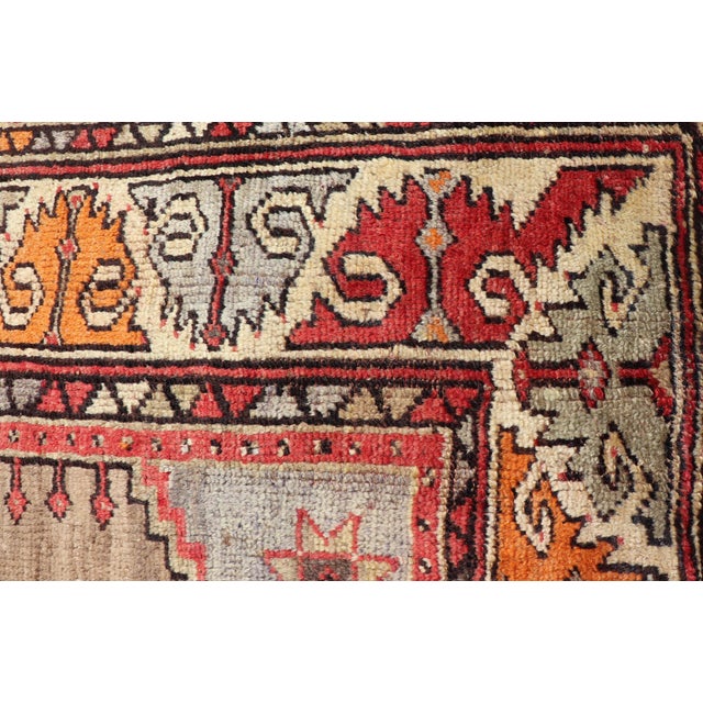 Colorful Vintage Turkish Oushak Rug With Geometric Design 3'4 X 5'4 For Sale In Atlanta - Image 6 of 14
