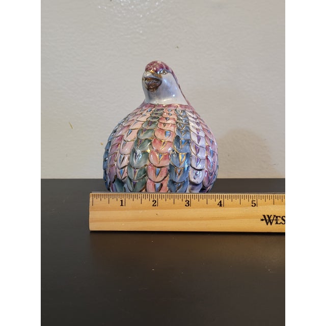 Ceramic Vintage Toyo Floral Quail Figurine Porcelain Partridge Bird 14k Gold Guild 60s For Sale - Image 7 of 10