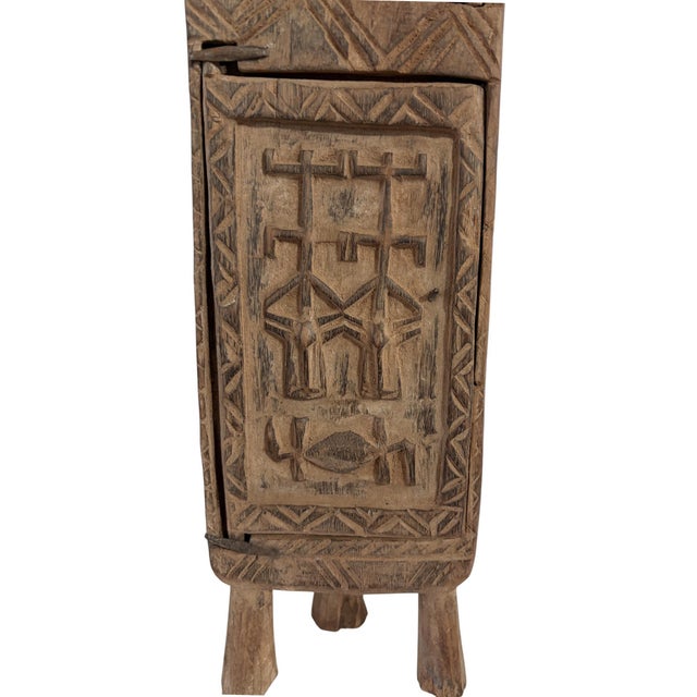 Large Vintage Unique Dogon Hand Carved Wooden Box Mali 25" H For Sale In New York - Image 6 of 9