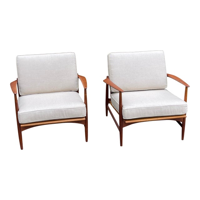 1960s Danish Modern Teak Lounge Chairs by Ib Kofod Larsen for Selig-Pair For Sale
