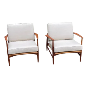 1960s Danish Modern Teak Lounge Chairs by Ib Kofod Larsen for Selig-Pair