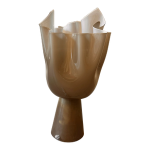 Contemporary Milky-Beige Murano Style Glass Table Lamp