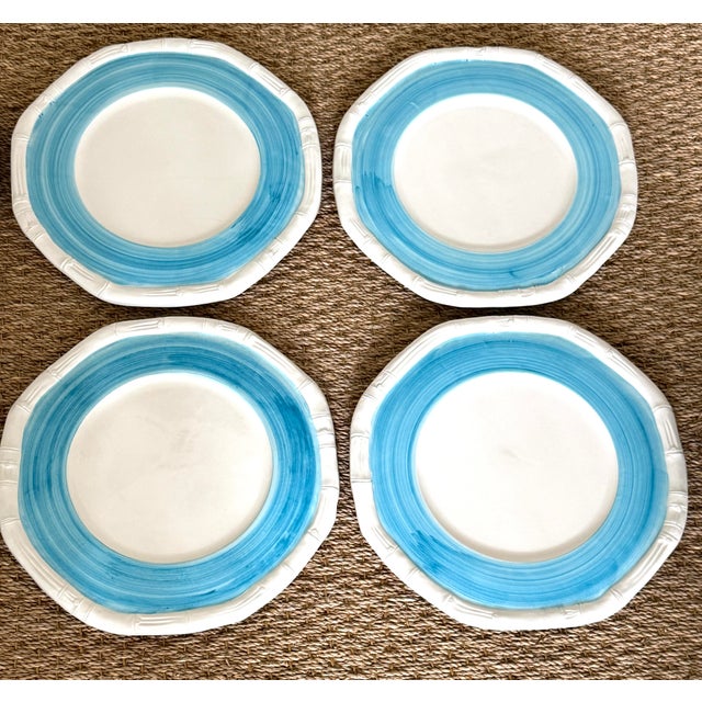 Set/8 Mane Lion Italian Bamboo Dinner Plates/Chargers For Sale - Image 11 of 12