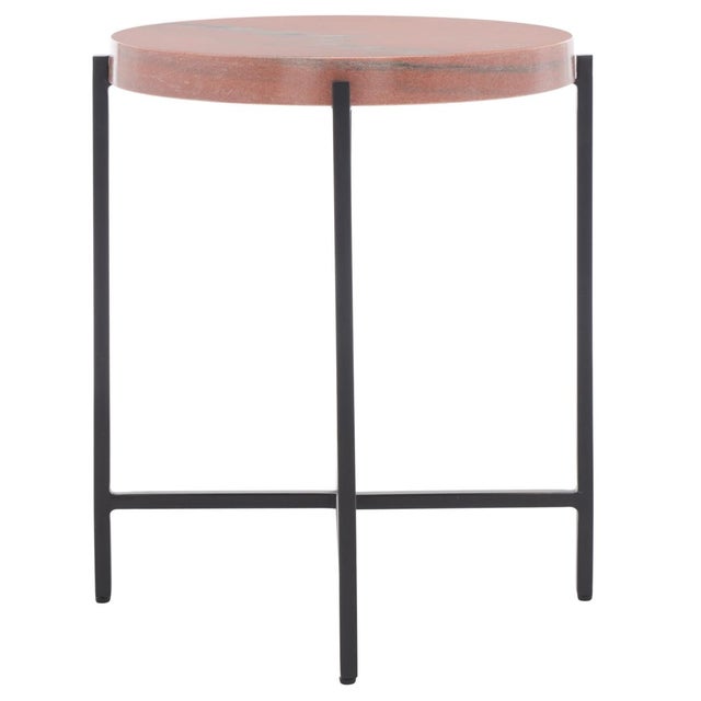 Metal Azula Stone Top Accent Table in Burnt Orange / Black For Sale - Image 7 of 8