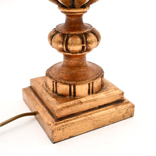 French Gilt Wood Table Lamps, 1950s, Set of 2 For Sale - Image 6 of 8