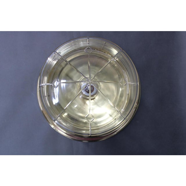 Art Nouveau Brass and Glass Ceiling Light, Czechoslovakia, 1930s For Sale - Image 3 of 11