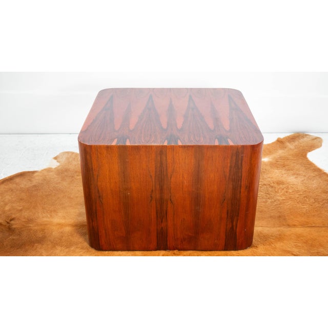 Habitat International rosewood cube coffee table or large pedestal side table, circa 1980s. Beautiful rosewood veneer...
