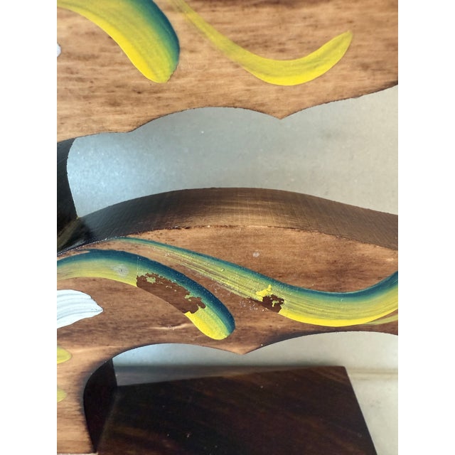 Vintage Swedish Wood Hand Painted 5 Arm Candelabra For Sale - Image 11 of 11