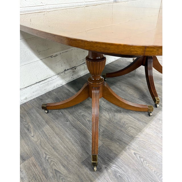 Vintage Georgian Regency Revival Mahogany Double Pedestal Dining Table For Sale - Image 4 of 11