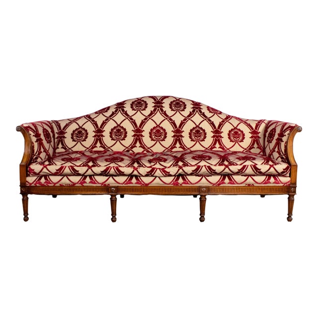 Late 19th to Early 20th Century Louis XVI Camel Back Sofa Directoire Style in Gaston Y Daniela Fabric For Sale
